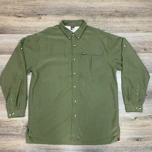 North Face Men's Hiking Long Sleeve Button Up Shirt XL Green